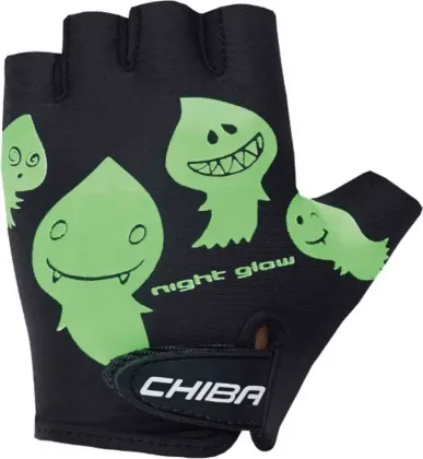 Chiba Detské cyklistické rukavice COOL KIDS GHOST L, Čierna/Zelená