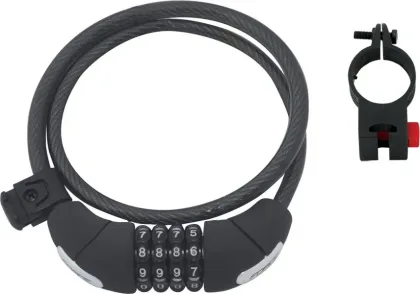 FORCE zámok LUX špirálový kódový 85cm / 10mm + držiak, čierny