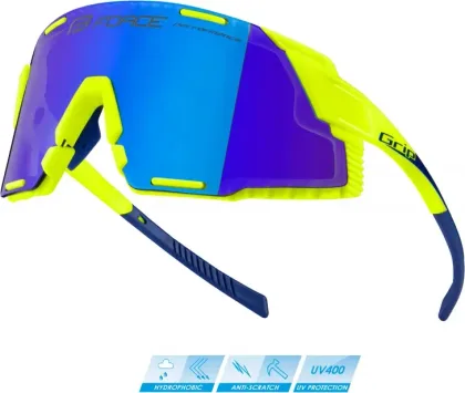 FORCE okuliare GRIP fluo, modré revo sklo