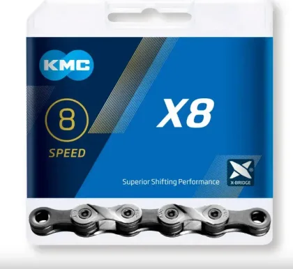 KMC Reťaz X 8 strieborno-šedá 114 článkov, X-8-93 vrátane spojky