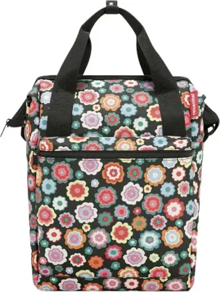 KLICKfix Bočná taška na nosič Reisenthel Roomy GT Happy flowers, Čierna/Ružová/Červená