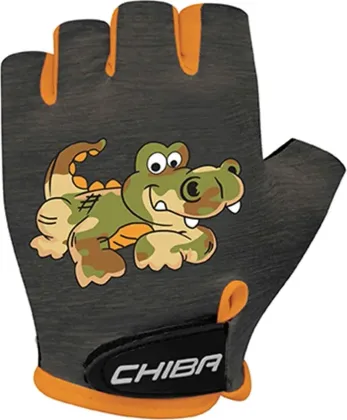 Chiba Detské cyklistické rukavice COOL KIDS Crocodile L, Čierna/Oranžová
