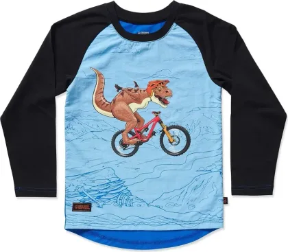 Kids Ride Shotgun Detský cyklistický dres MTB Dino, Modrá