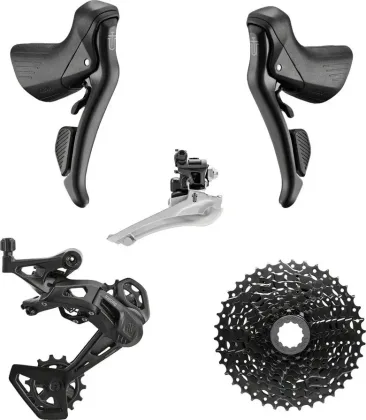 microSHIFT sada radenia SWORD BLACK 2x9 (páčky, prešmýkač, prehadzovačka, kazeta 11-38z.)