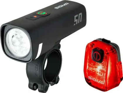 Sigma svetlo predné AURA 50 + svetlo zadné HIRO 10 / StVZO