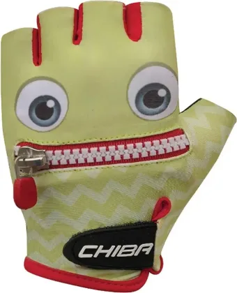 Chiba Detské cyklistické rukavice Cool Kids FACE L, Žltá/Červená