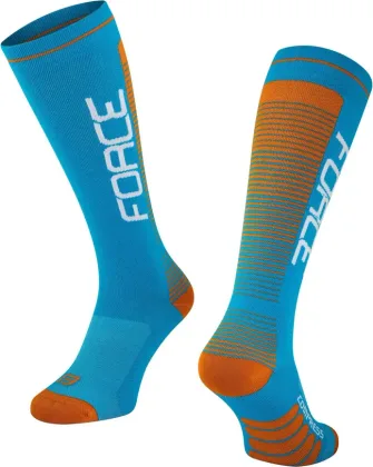 FORCE ponožky COMPRESS, modro-oranžové