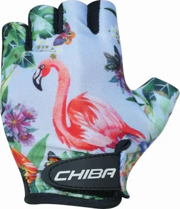 Chiba Detské cyklistické rukavice COOL KIDS Flamingo L, Zelená/Ružová/Modrá