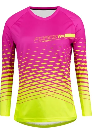 FORCE dres MTB ANGLE dámsky dlhý rukáv, ružovo-fluo