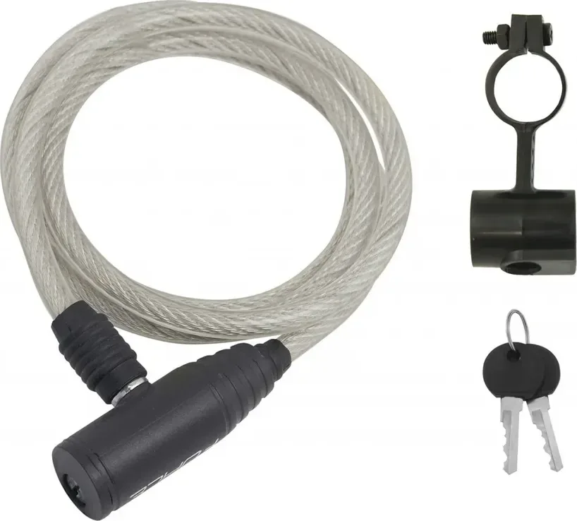 FORCE zámok ECO špirálový s držiakom 120cm / 8mm, číry