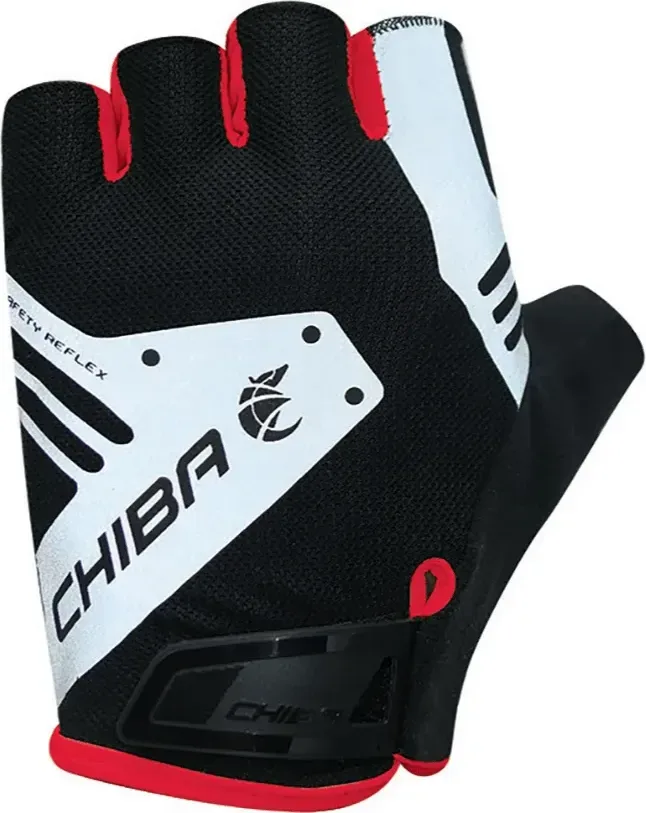 Chiba Cyklistické rukavice Air Plus Reflex M, Čierna/Červená