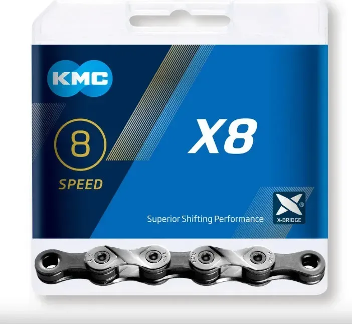 KMC Reťaz X 8 strieborno-šedá 114 článkov, X-8-93 vrátane spojky