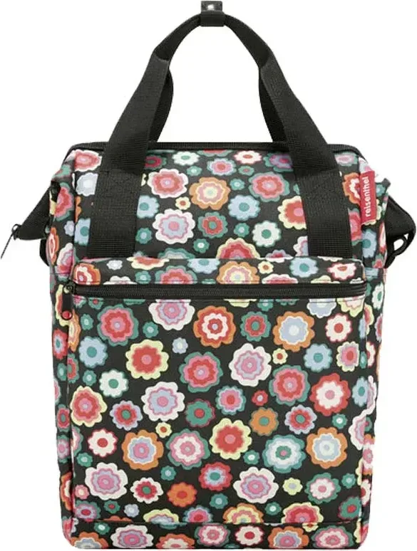 KLICKfix Bočná taška na nosič Reisenthel Roomy GT Happy flowers, Čierna/Ružová/Červená