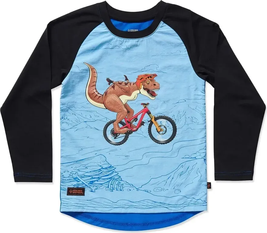 Kids Ride Shotgun Detský cyklistický dres MTB Dino, Modrá