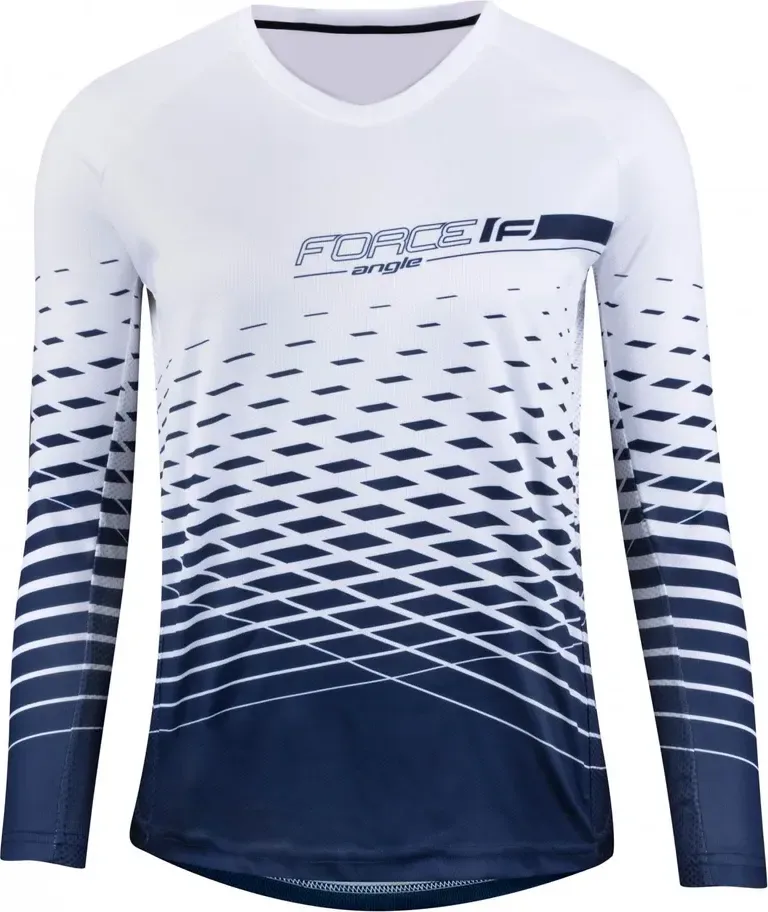 FORCE dres MTB ANGLE dámsky dlhý rukáv, bielo-modrý