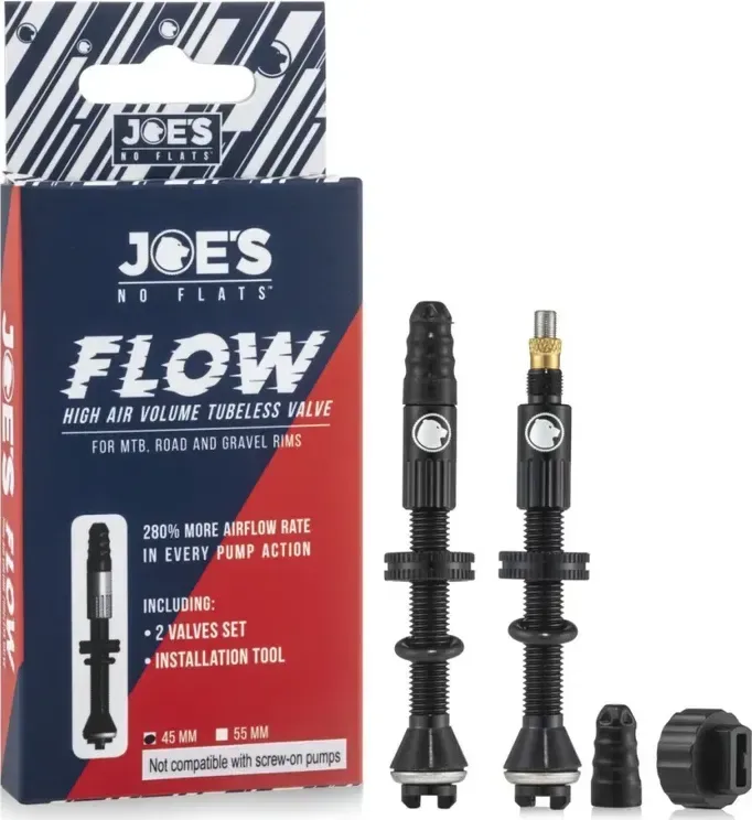 JOE´S NO-FLATS sada bezdušových ventilkov FLOW High Air Volume - 45mm