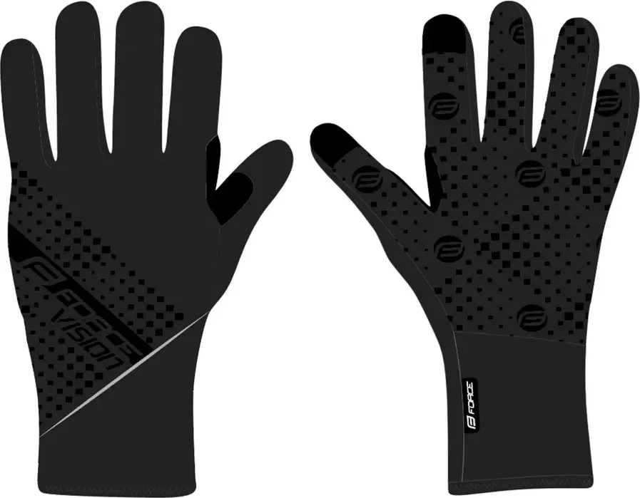 FORCE rukavice VISION softshell, jar-jeseň, čierne