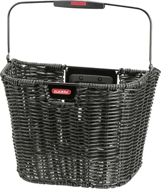 KLICKfix Prútený košík na riadidlá STRUCTURA Retro black, Čierna/Béžová