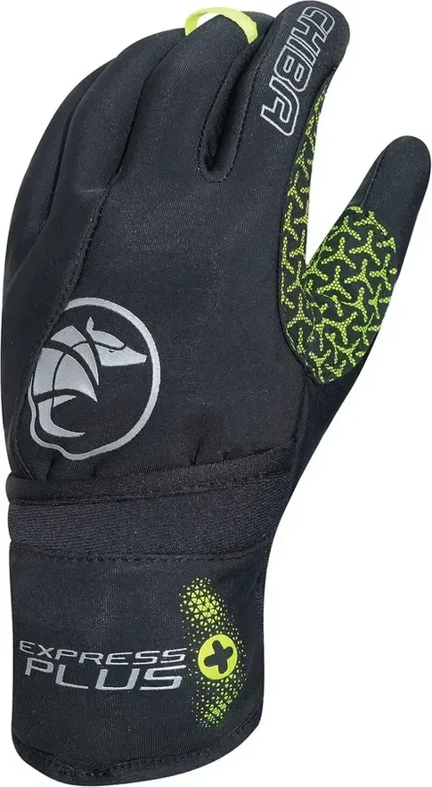 Chiba Zimné cyklistické rukavice pre dospelých Express+ čierne/neónové M, Čierna