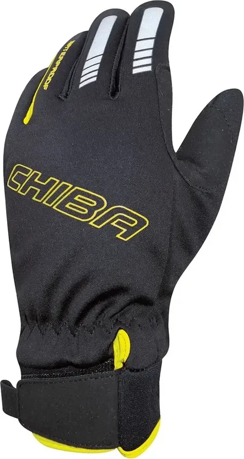 Chiba Detské zimné cyklistické rukavice Kids Waterproof BLACK/NEON M, Čierna