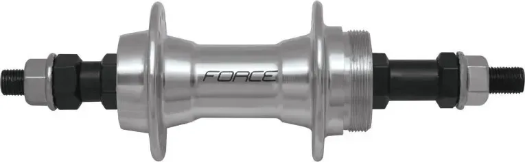 FORCE náboj zadný Al ložiskový, závitový, 36d, strieborný