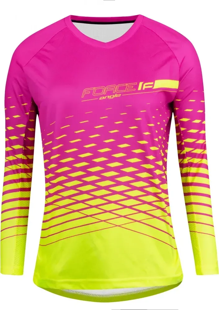 FORCE dres MTB ANGLE dámsky dlhý rukáv, ružovo-fluo